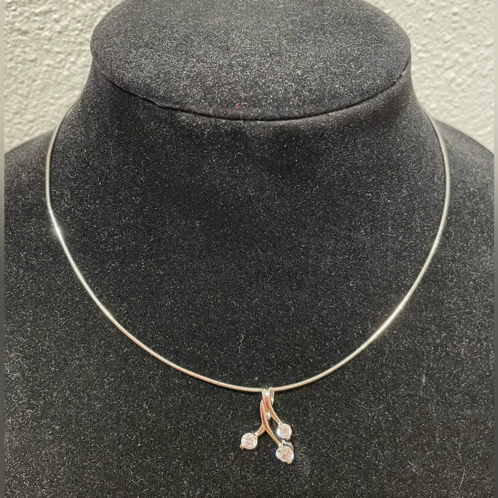 925 Sterling Silver Elegant Necklace with CZ 925 SS Removable Pendant